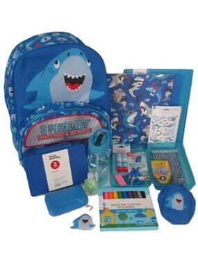 Shark Backpack+, Bento Box, Water Bottle Ice Pack & School Supplies